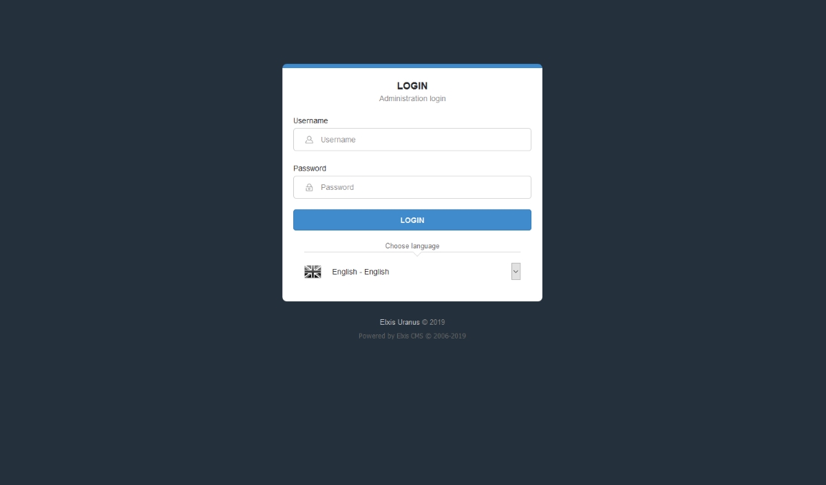 Elxis 5.0 login page